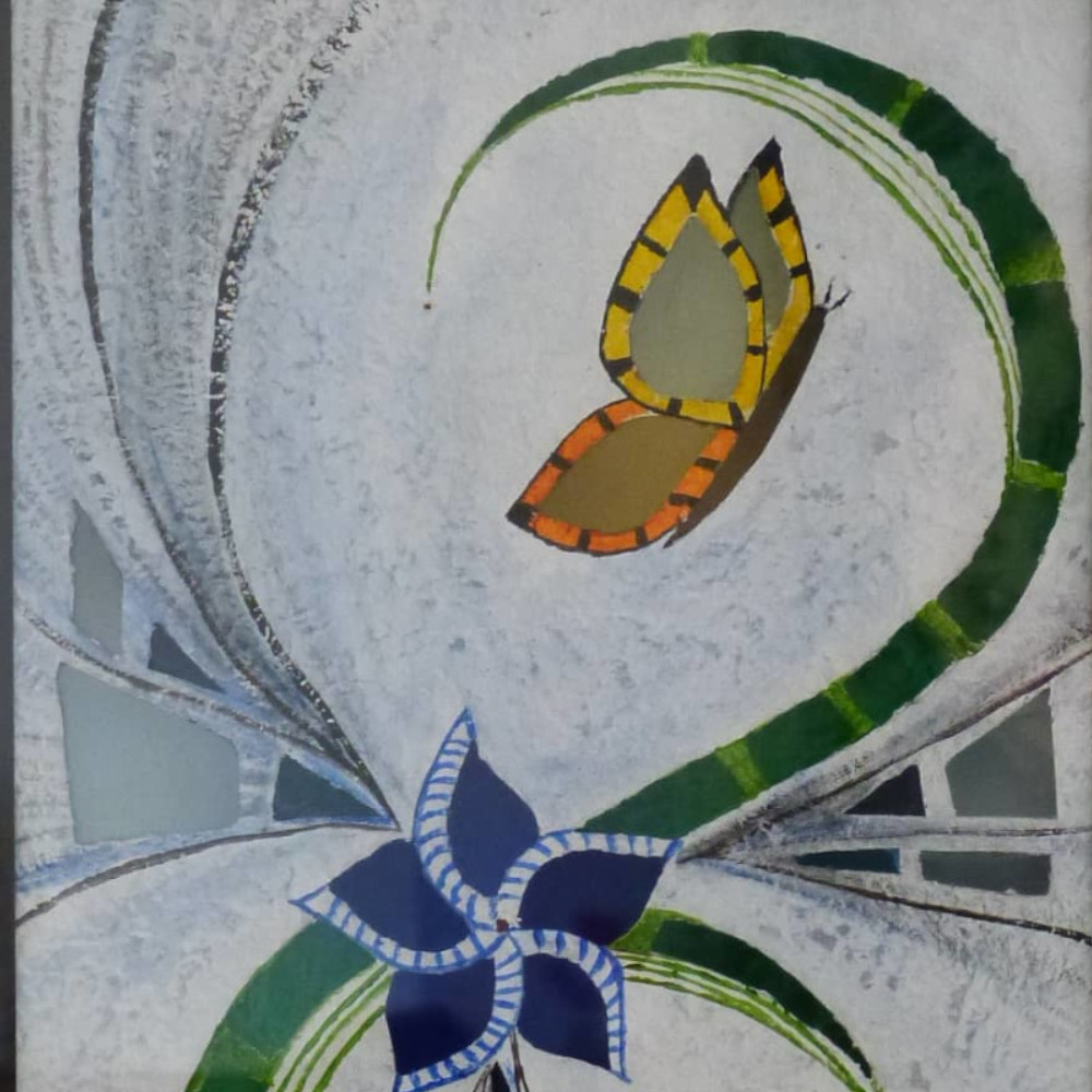 Aurélie Haugeard at cutting stained glass